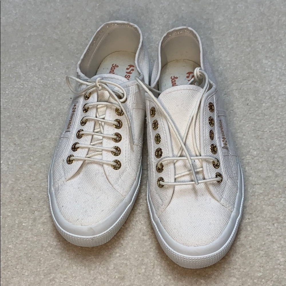 Superga Sz 39 New White Tennis Shoes! Cotton!